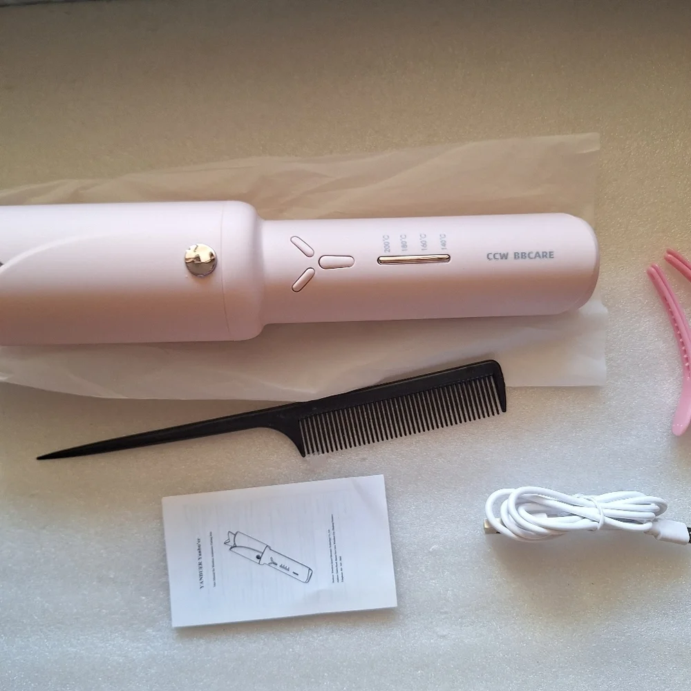 Cordless Automatic Hair Curler, USB Rechargeable Auto-Rotating Curling Iron NEW